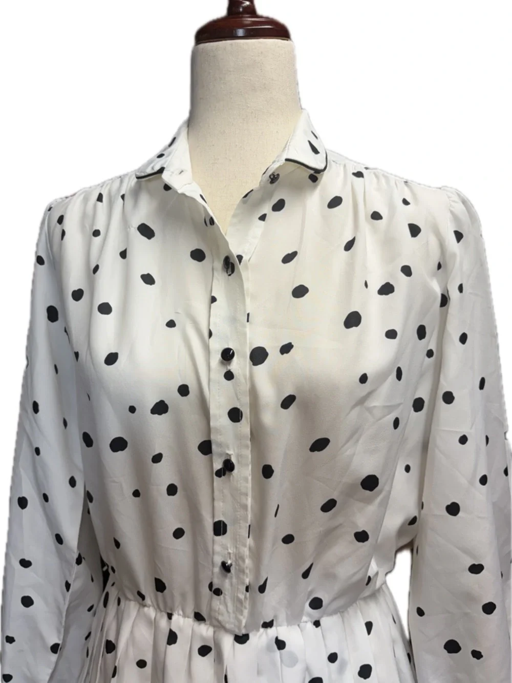 VTG Henry Lee Petites Polka Dot Midi Dress Small 80s‎ Mod Office Siren Preppy